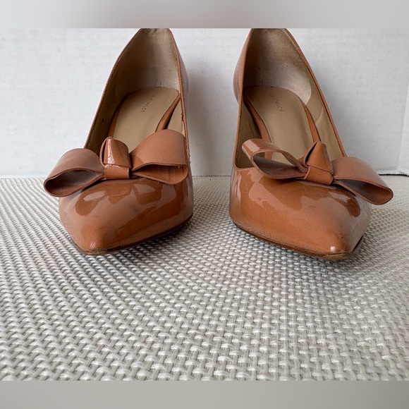 Ann Taylor Pink High Heel Pumps Patent Leather Bow Pointed Toe 7.5 - Picture 9 of 12